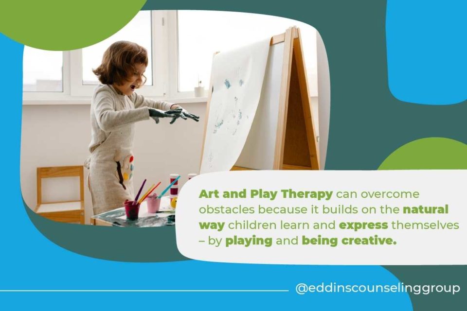 child painting on art easel art and play therapy