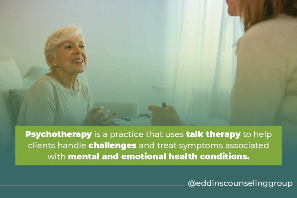 what is psychotherapy older woman talking with therapist