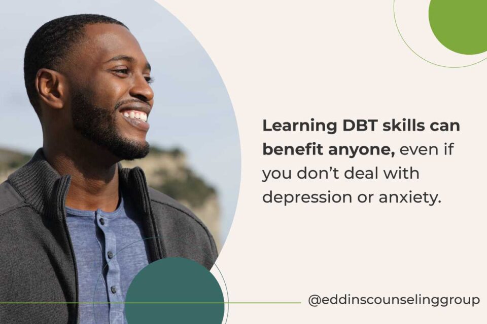 black man smiling outside DBT skills