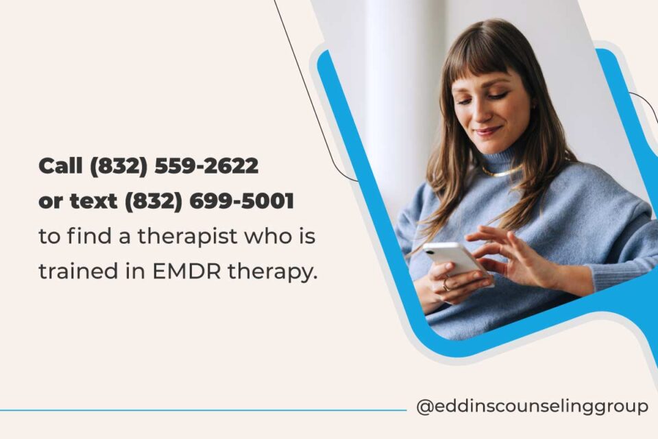 woman on cell phone, EMDR therapy, Houston TX