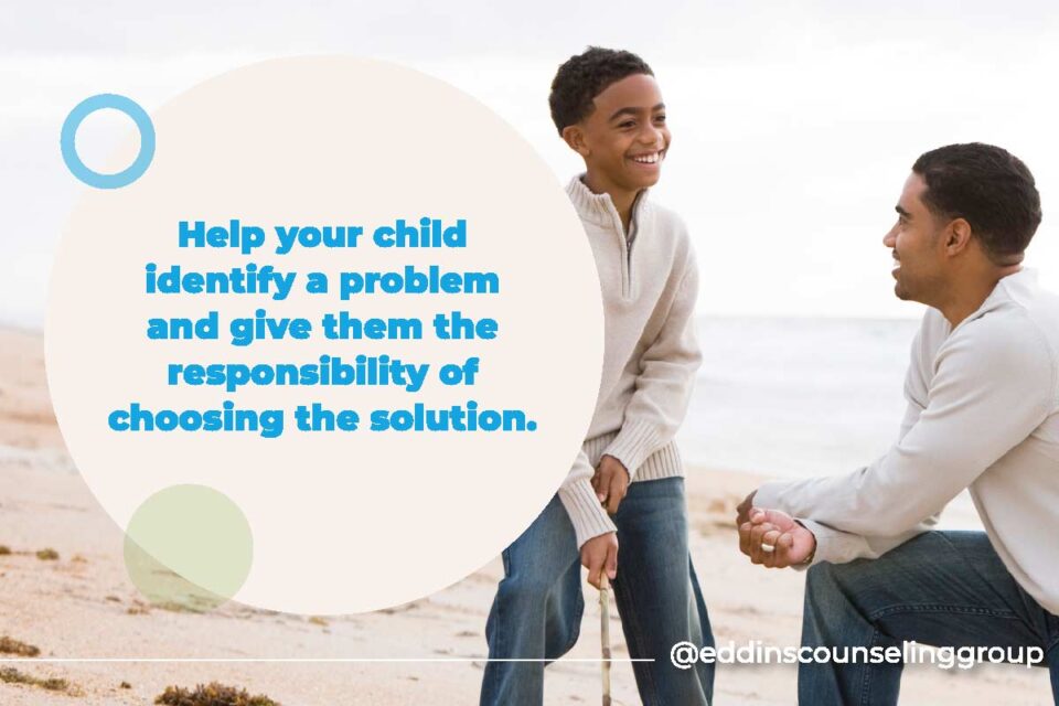 dad and son on beach, help your child identify a problem and allow them to solve the problem