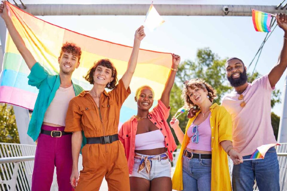 group of LGBTQ+ friends and allies