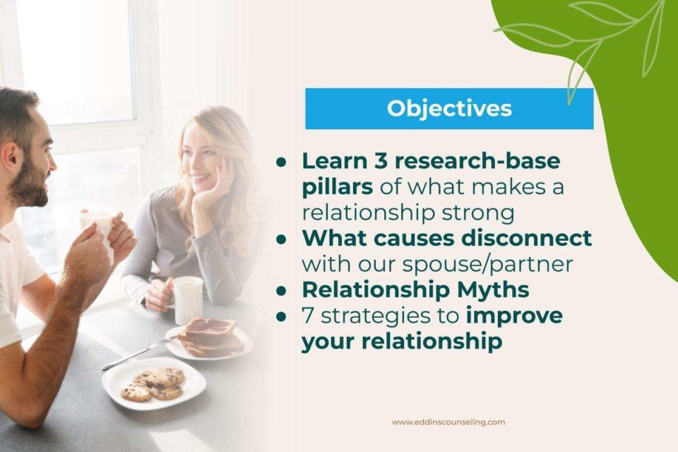objective of webinar on how to reconnect with your spouse or partner, couples counseling
