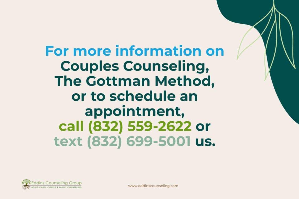 for information on couples counseling in Houston, TX call or text Eddins Counseling Group