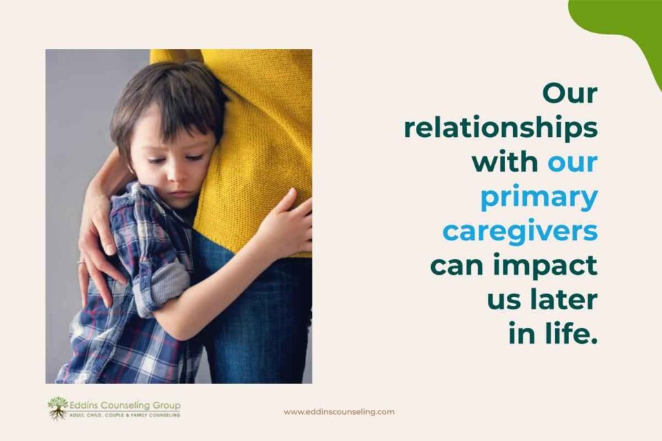 relationships with primary caregivers can impact us later in life, young boy with mom