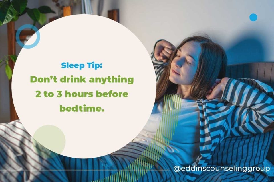 avoid drinking before bed to help cure insomnia young kid in bed
