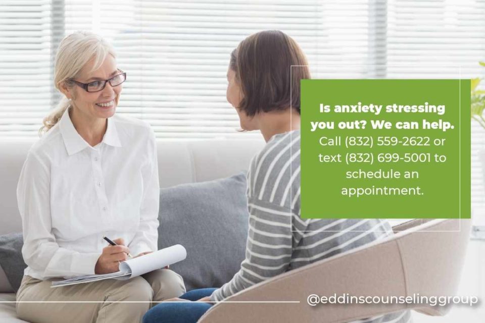 is anxiety stressing you out a woman meeting with her therapist