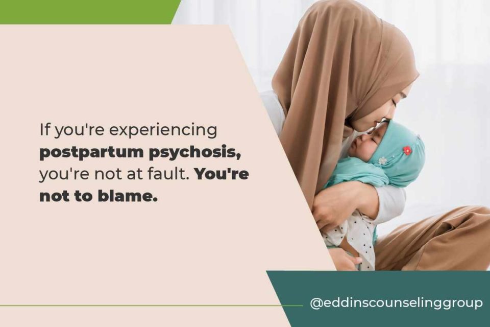 Muslim woman new mom with her baby girl postpartum psychosis postpartum wellness