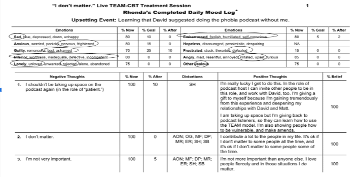 Cognitive Reframing and Mood Logs