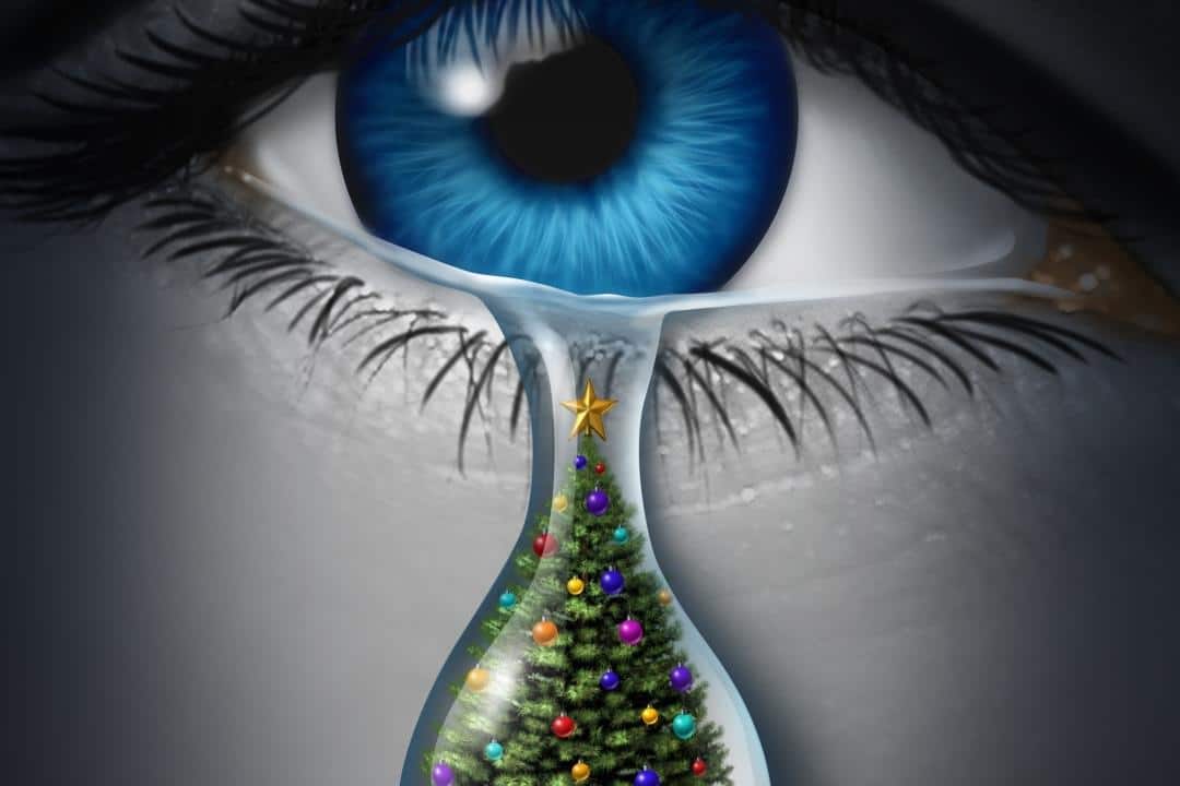 person crying holidays