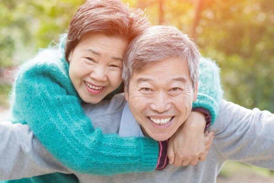 Couple growing old together