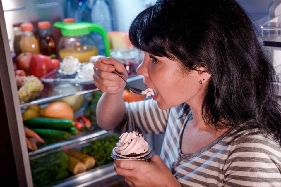 Woman stress eating