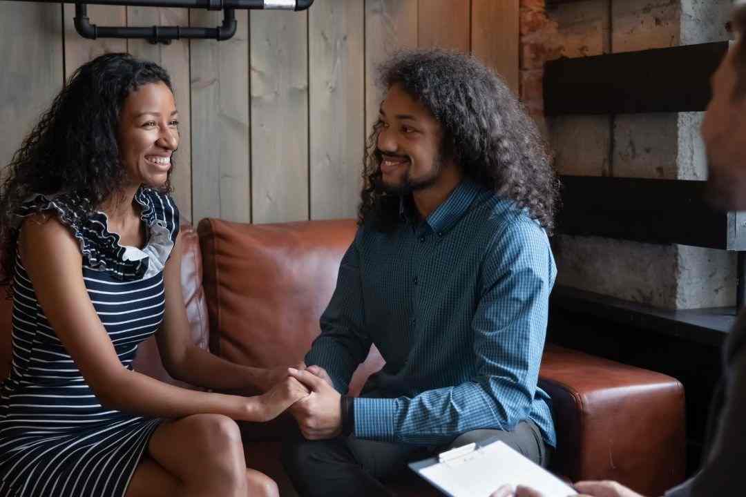 Couple attending premarital counseling