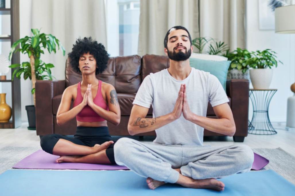 Couple trying to find their meditation style