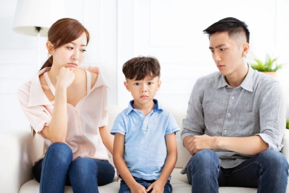 Worried parents over their child
