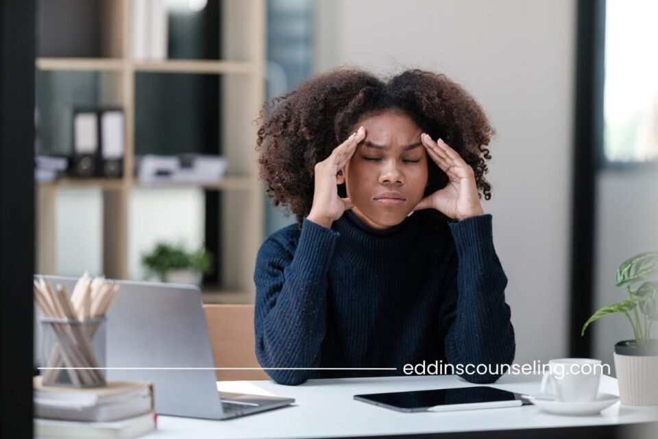 Woman recognizing early warning signs of an urge in early recovery