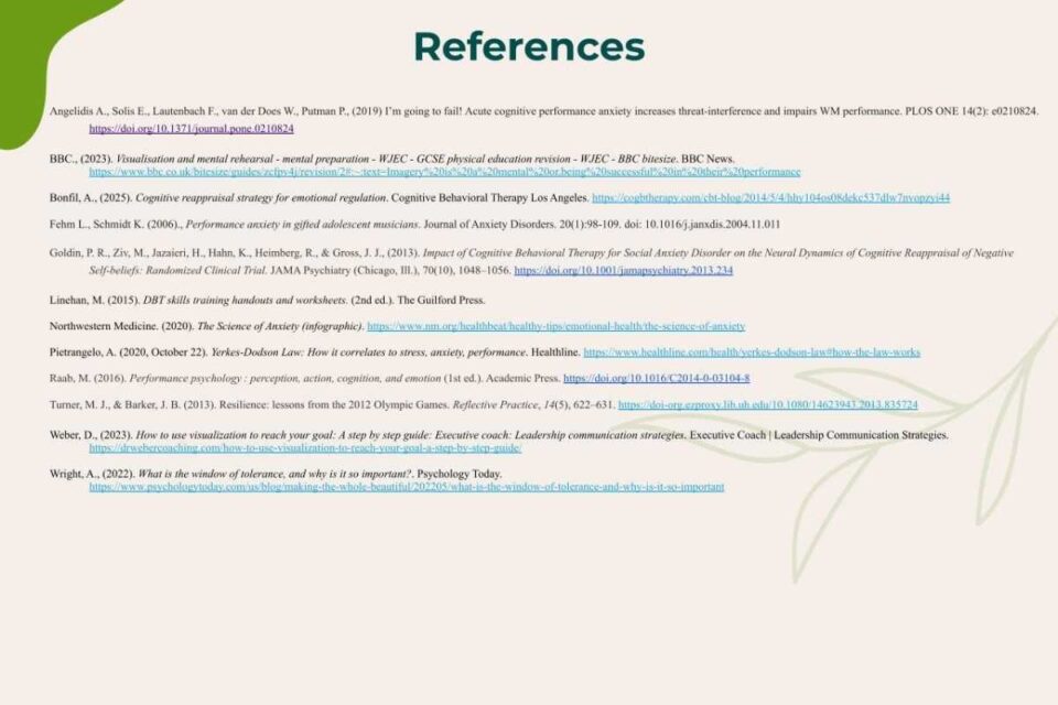 References to Confidence Under Pressure Strategies for Overcoming Performance Anxiety