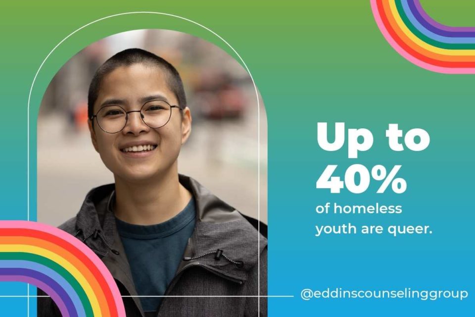 up to 40% of homeless youth are queer smiling asian person