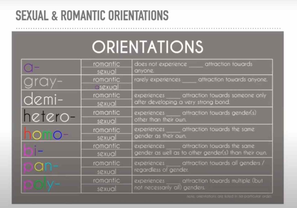 Sexual and romantic orientations