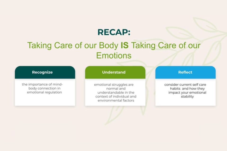 Taking Care of our Body IS Taking Care of our Emotions