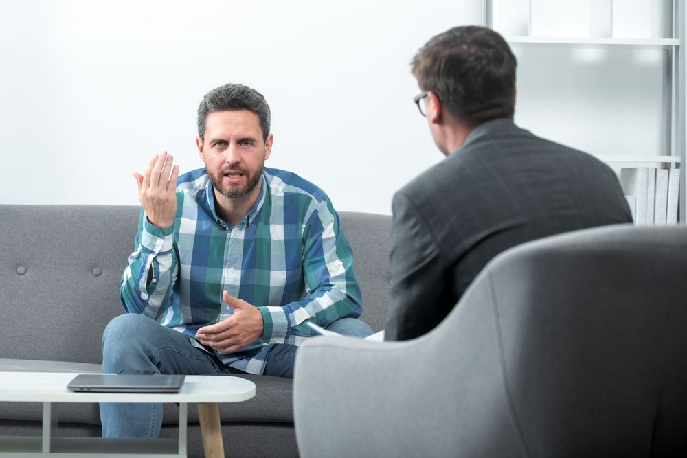 Man seeking therapy in recovery
