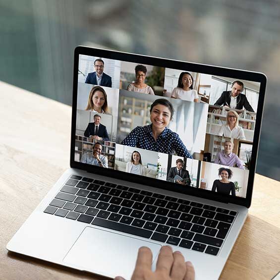 A laptop screen with a therapy support group