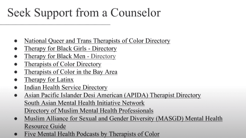 Seek support from a counselor directories