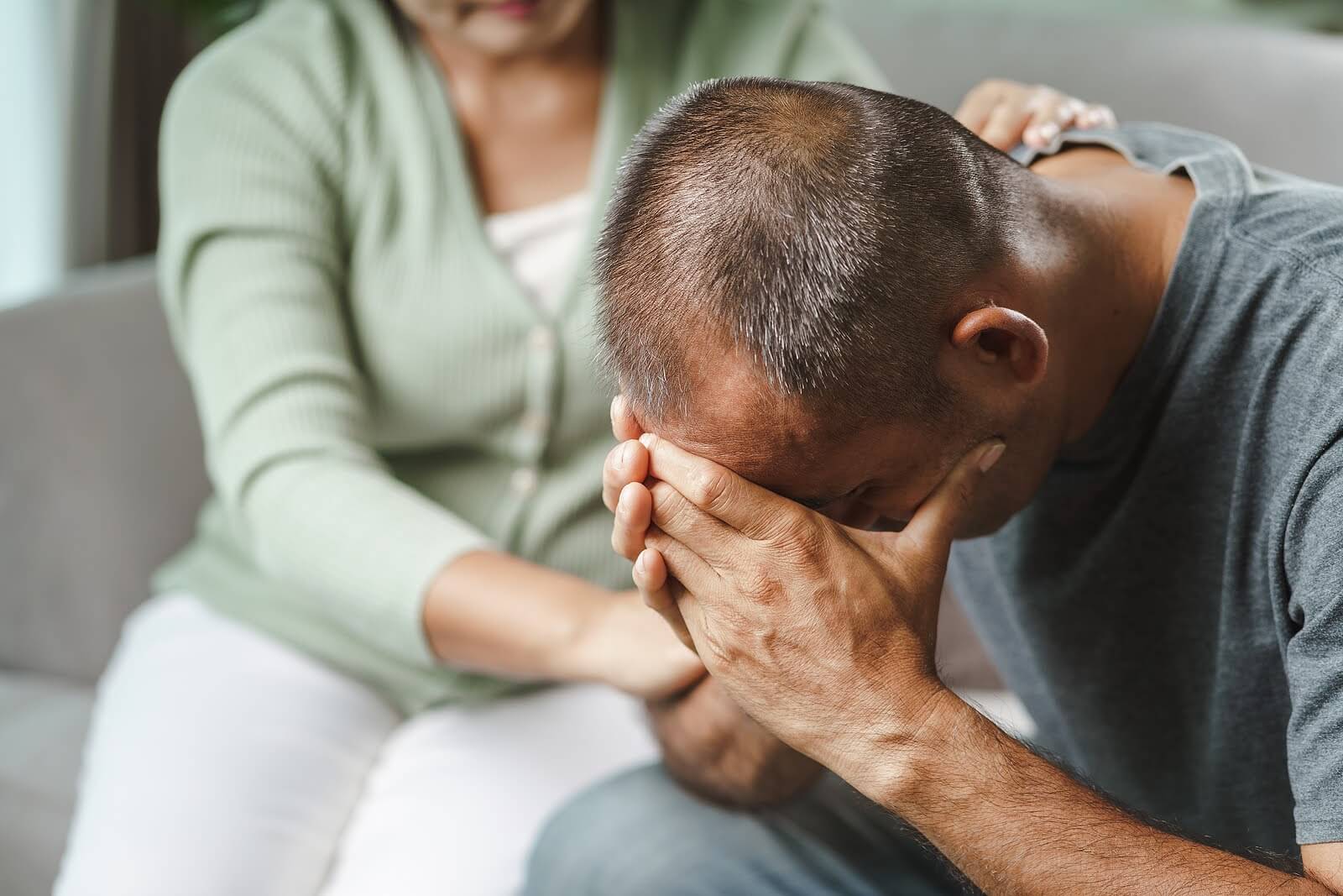 Image of a man with his head in his hands. Are you looking for "trauma therapy near me" in Houston, TX 77008? We have trauma therapists that can help you in Sugar Land, TX 77487. Start overcoming your trauma symptoms in Montrose. Call today!
